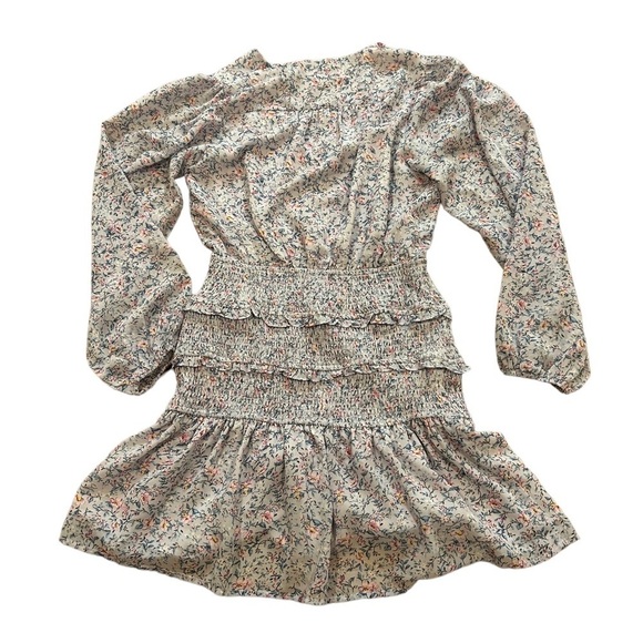 Storia purple floral long sleeve, smocked mini dress - Picture 4 of 6